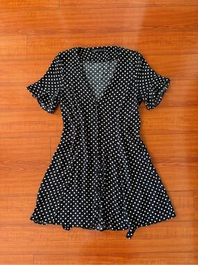 Vintage Zara Black and White Polka Dot Mini Dress